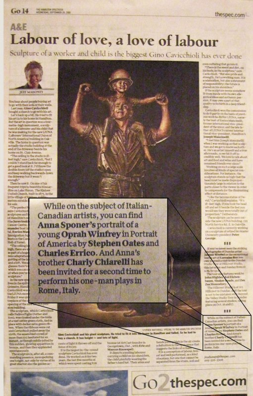 The Hamilton Spectator Article with referance to Anna Sponer 2010