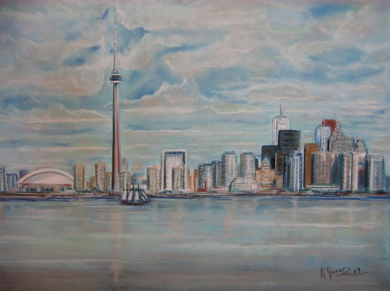 Toronto skyline lake view